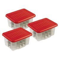 3x stuks kerstballen/kerstversiering opruimen opbergbox 45 kerstballen rood