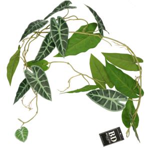 Bellatio Design kunstplant/hangplant slinger - 2x - Alocasia - groen - 105 cm