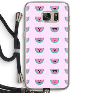 Smiley watermeloenprint: Samsung Galaxy S7 Transparant Hoesje met koord