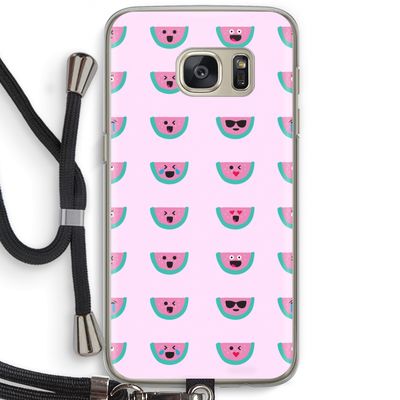 Smiley watermeloenprint: Samsung Galaxy S7 Transparant Hoesje met koord