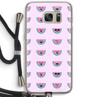 Smiley watermeloenprint: Samsung Galaxy S7 Transparant Hoesje met koord