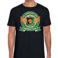 Zwart St. Patricks day drinking team t-shirt heren - thumbnail