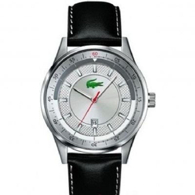 Lacoste horlogeband 2010405 / 2010406 / LC-21-1-14-2228 Leder Zwart 22mm + zwart stiksel