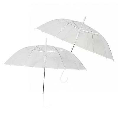 Transparante bruiloft paraplu - 2x - kunststof handvat - dia 81 cm - doorzichtig