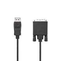 DisplayPort - DVI-kabel | DisplayPort male - DVI-D 24+1-pins male | 1,0 m | Zwart
