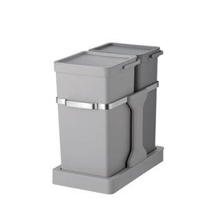 EKO afvalemmer 15+20l grijs deco duo inbouw