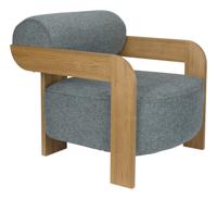 Zuiver Fauteuil 'Oolong' Bouclé en eikenhout, kleur Ocean Blue