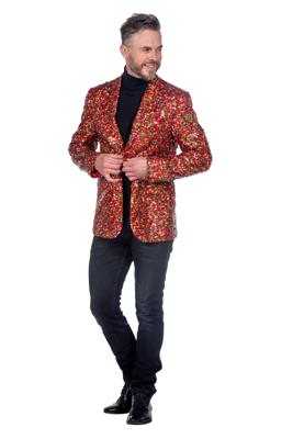 Pailletten Blazer Heren Rood/Groen