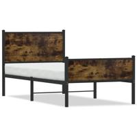 Bedframe met hoofd-en voeteneinde metaal gerookt eiken 75x190cm - thumbnail