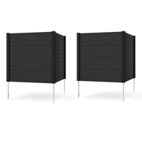 2-delig Schermhek 123 x 123 cm Tuinhek Van PVC Met 3 Gegalvaniseerde Metalen Grondankers Decoratief Hekwerk Set Van 2-Zwart