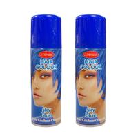 Haarspray of haarverf - 2x - kleur blauw - verkleed accessoires - 125 ml - volwassenen en kinderen