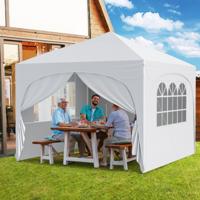 3 x 3 M Paviljoen met 4 Afneembare Zijwanden Tuinzelt incl. Rolltas 8 Haringen 4 Ankers Wit