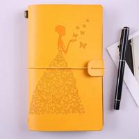BSD020 vrij Butterfly Lady Vintage Travelers Notebook dagboek Kladblok PU lederen literatuur Journal planners school briefpapier (geel)