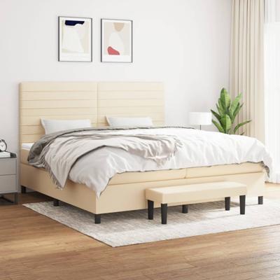 Boxspring met matras stof crèmekleurig 200x200 cm