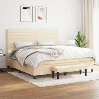 Boxspring met matras stof crèmekleurig 200x200 cm