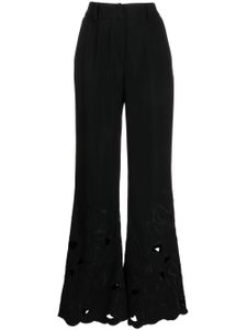 Elie Saab pantalon brodé à coupe évasée - Noir