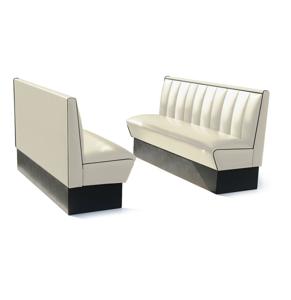 Classic Retro Diner Bank Bel Air HW150 Gebroken Wit Zwarte Biezen