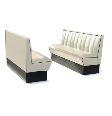 Classic Retro Diner Bank Bel Air HW150 Gebroken Wit Zwarte Biezen