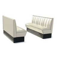 Classic Retro Diner Bank Bel Air HW150 Gebroken Wit Zwarte Biezen