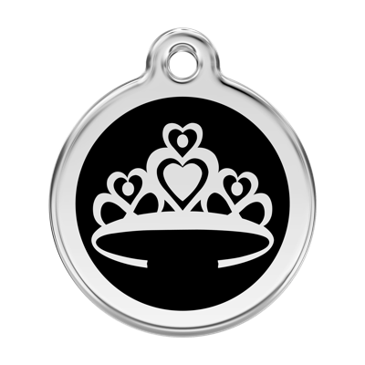 Crown Black roestvrijstalen hondenpenning large/groot dia. 3,8 cm - Reddingo