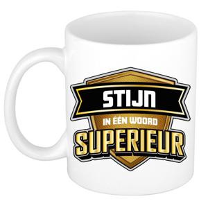 Naam mok Stijn - wit - Superieur - keramiek - 300 ml - cadeau collega beker