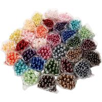 Creativ Company Parels, d 6+10 mm, gatgrootte 1,5+2 mm, ca. 640+3040 stuk, diverse kleuren, 32x20 gr/ 1 doos