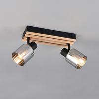 Trio Plafondlamp 2-lichtsTravia zwart met hout - R86532032