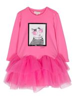 TWINSET Kids robe volantée à imprimé graphique - Rose