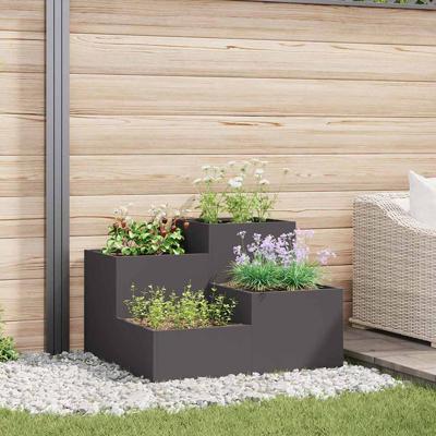 Tuin Bloempot Zwart 100 x 100 x 60 cm Staal