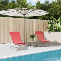 Strandstoelen 2 st textileen en gepoedercoat staal rood