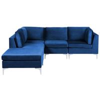 Beliani EVJA - Modulaire Sofa-Blauw-Fluweel - thumbnail