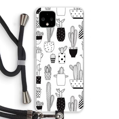 Cactusmotief: Pixel 4 XL Transparant Hoesje met koord