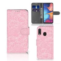 Samsung Galaxy A20e Hoesje White Flowers Samsung Galaxy A20e Hoesje White Flowers