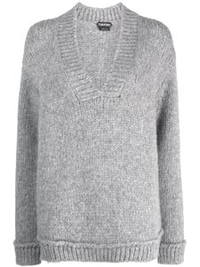 TOM FORD pull en maille épaisse à col v - Gris