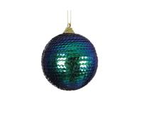 Kerstbal foam nachtblauw met pailletten 8 cm