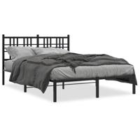 Bedframe met hoofdbord metaal zwart 135x190 cm