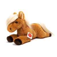Knuffeldier Paard liggend - zachte pluche stof - premium kwaliteit knuffels - lichtbruin - 34 cm - thumbnail