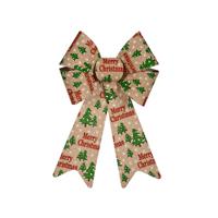 Kerstboomversiering strik - creme/rood print - 22 x 38 cm - thumbnail