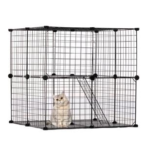 VEVOR 2-laags kattenkooi kattenbehuizing metalen draadkooi 711x711x711mm