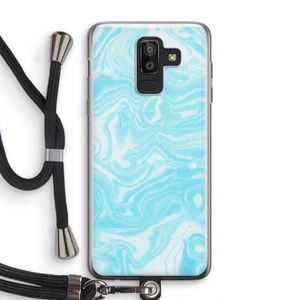 Waterverf blauw: Samsung Galaxy J8 (2018) Transparant Hoesje met koord