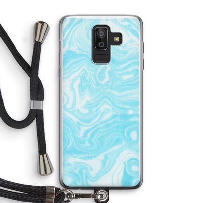 Waterverf blauw: Samsung Galaxy J8 (2018) Transparant Hoesje met koord