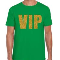 Verkleed glitter T-shirt voor heren - groen - VIP - glitter goud - foute party