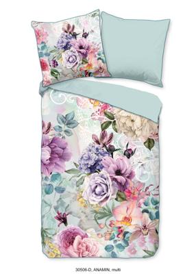 Descanso Dekbedovertrek "bloemen" - Multi - (135x200 cm) - Biologisch Katoen satijn