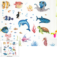 SeaWorld Oceaan Dieren Muurstickers - Onderwaterwereld Kinderkamer Decoratie met Schildpad, Dolfijn & Meer