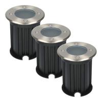 Set van 3 Maisy LED Grondspots - Rond - Ø12cm - RVS - GU10 fitting - Excl. lichtbron - IP67 waterdicht - Tuinspot - Oprit