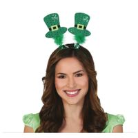 St. Patricks day verkleed diadeem/haarband - groen - hoedjes - voor volwassenen - thumbnail