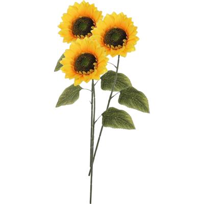 Kunstbloem Zonnebloem tak - 3x - 72 cm - geel - kunst zijdebloem - decoratie