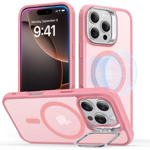 iPhone 16 Pro Classic Hybrid Case with Stash Stand (HaloLock) Frosted Pink