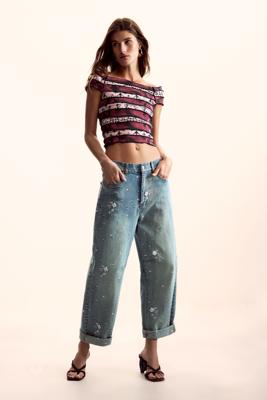 Gerimpeld T-shirt ontworpen door Mr. Christian Lacroix - RED - L