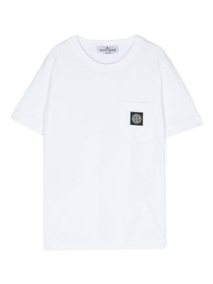 Stone Island Junior t-shirt en coton à patch logo - Blanc
